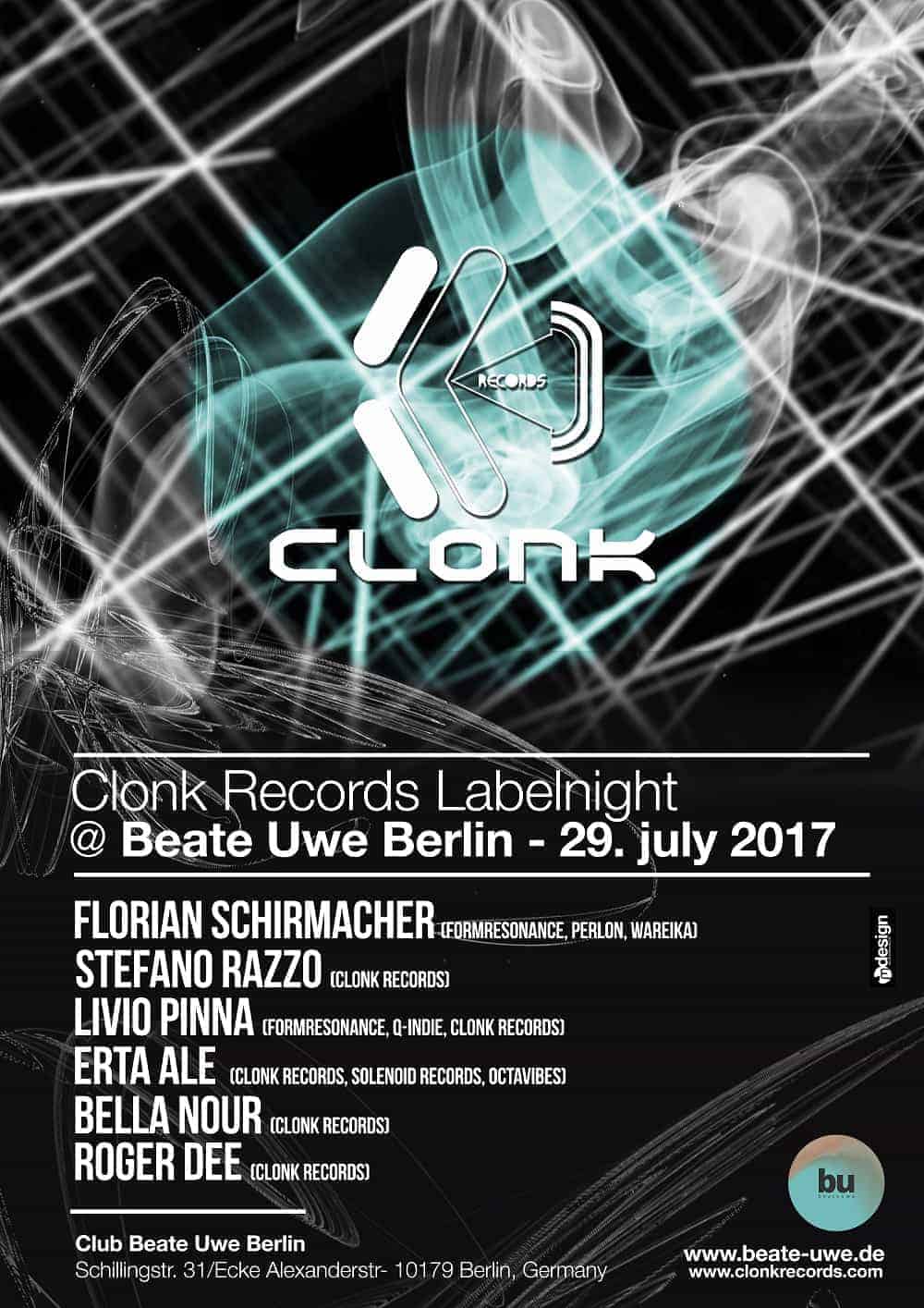 Flyer Clonk Records Labelnight