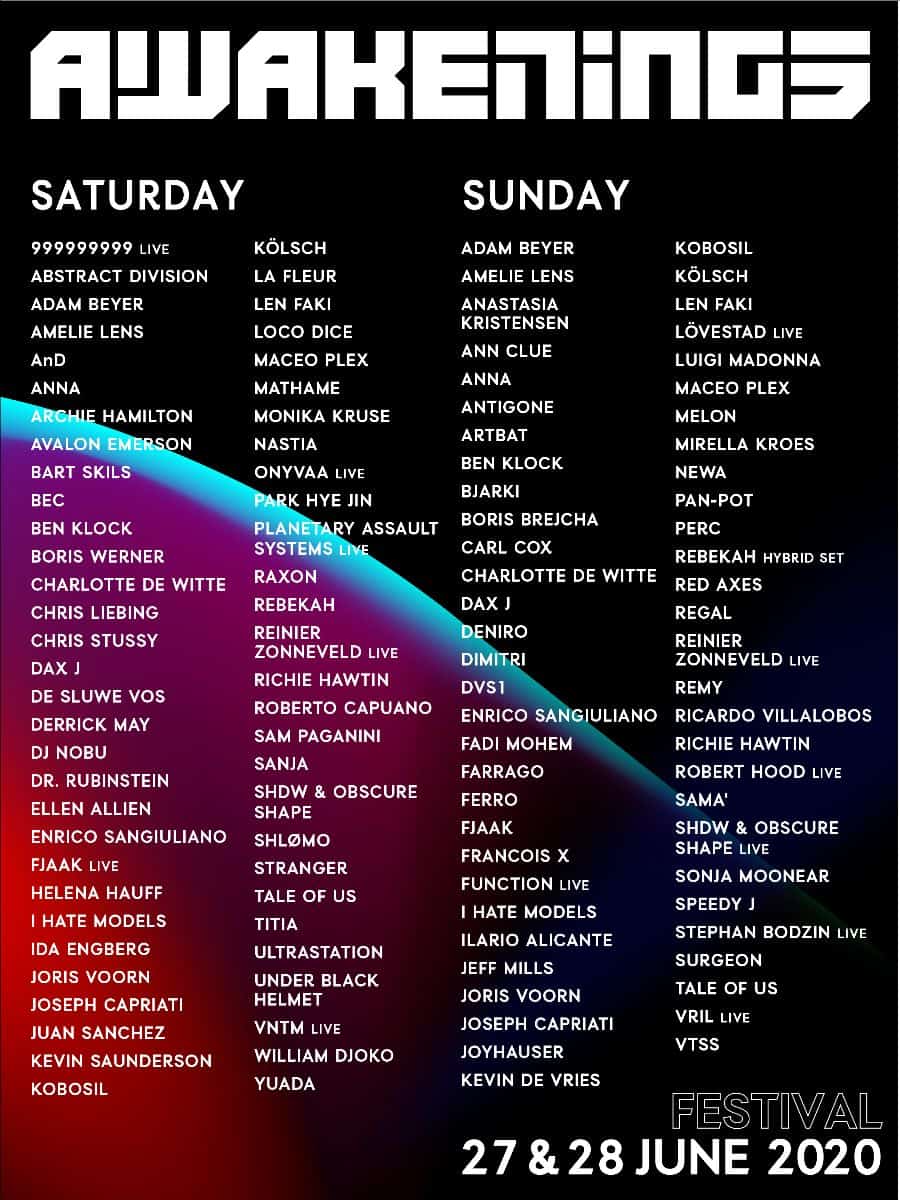 Awakenings Festival 2020 - Lineup