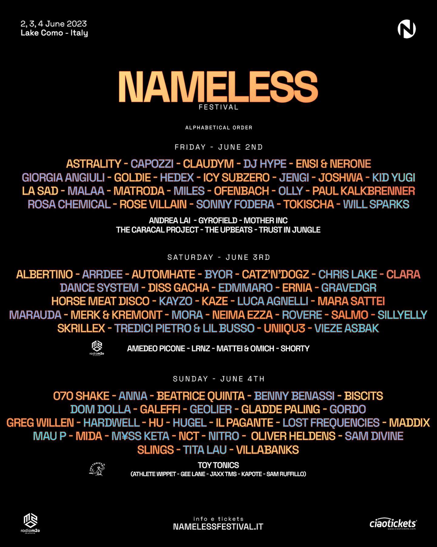 Nameless Festival 2023 - Lineup